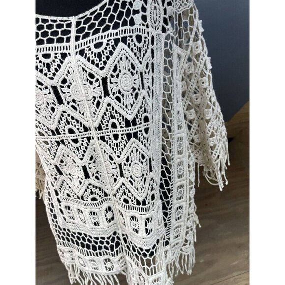 Rafaella Womens Sleeveless Top Size L Off White Crochet Cover Western Cottage - Picture 3 of 12